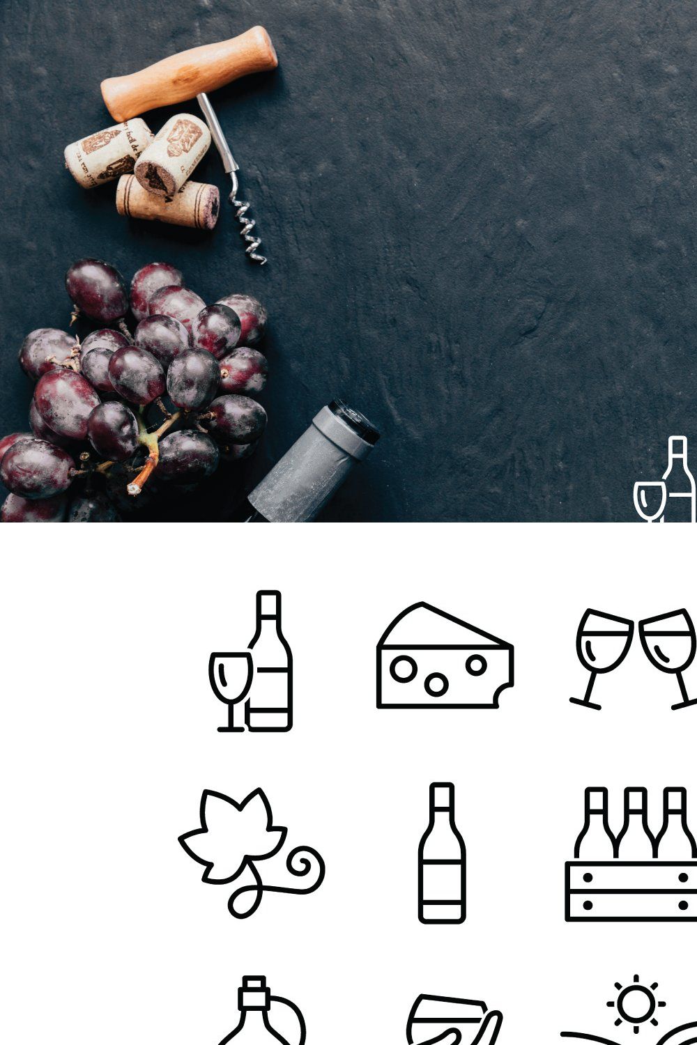 WINE - vector icons pinterest preview image.