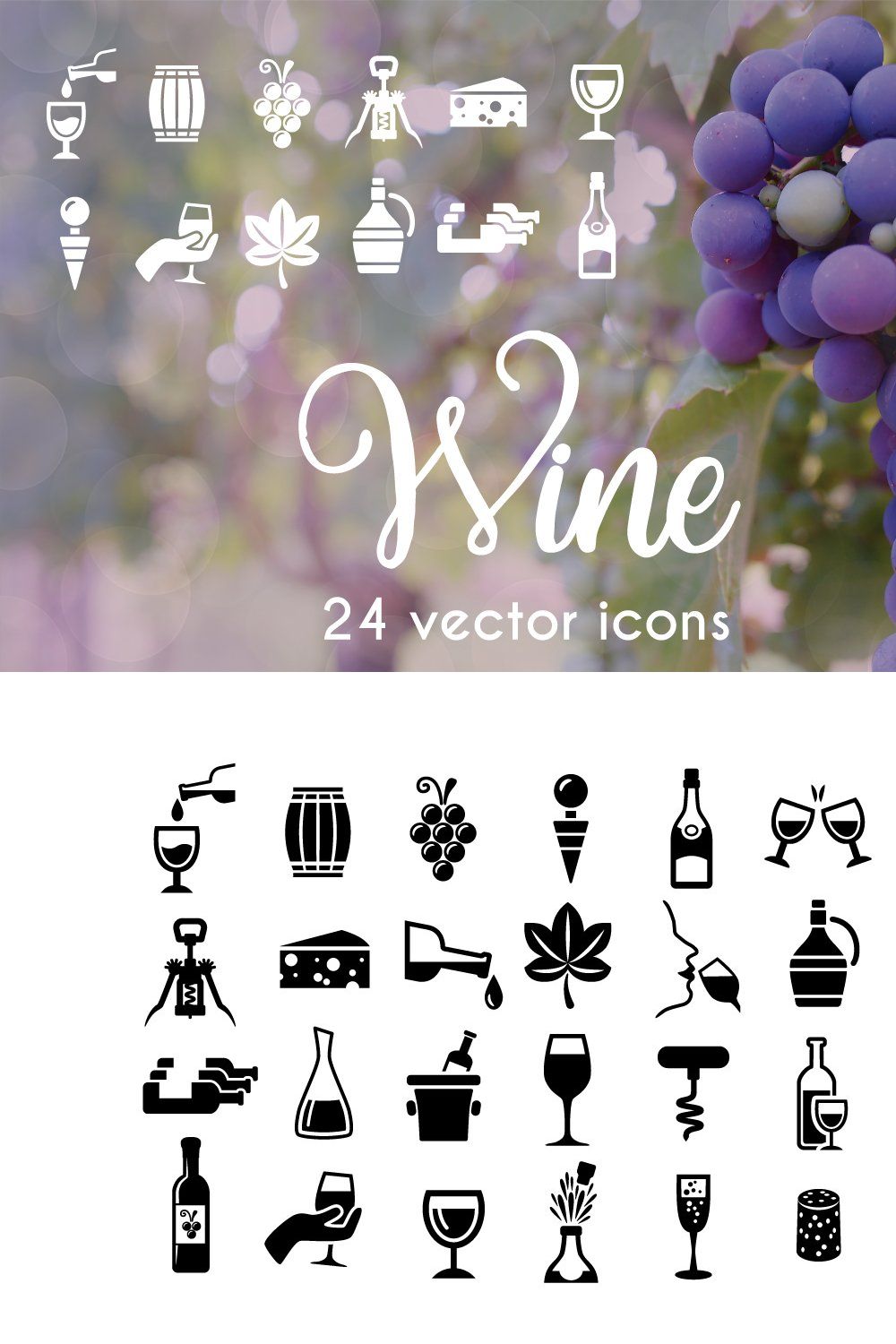 WINE - vector icons pinterest preview image.