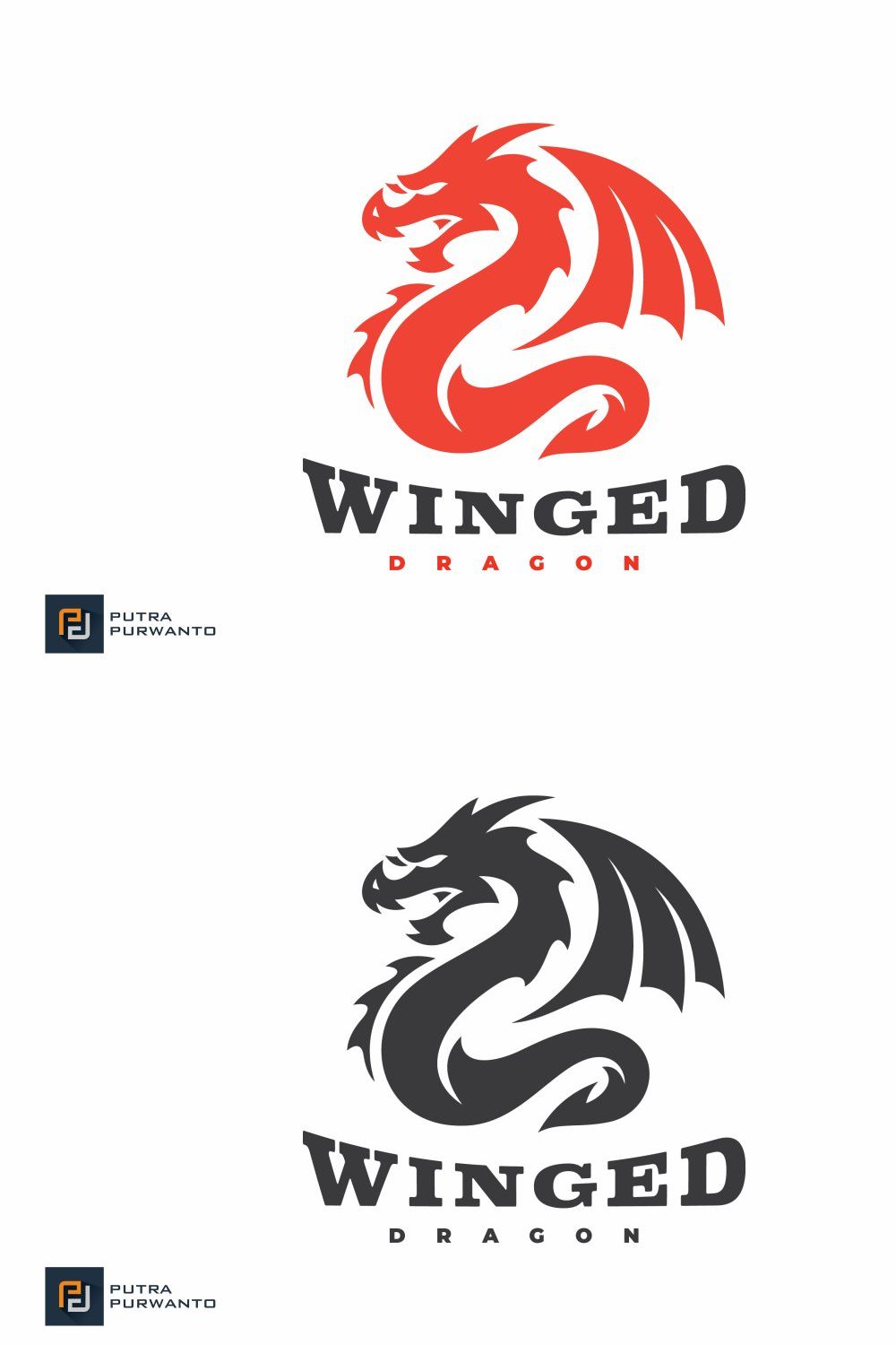 Winged Dragon Logo Design pinterest preview image.
