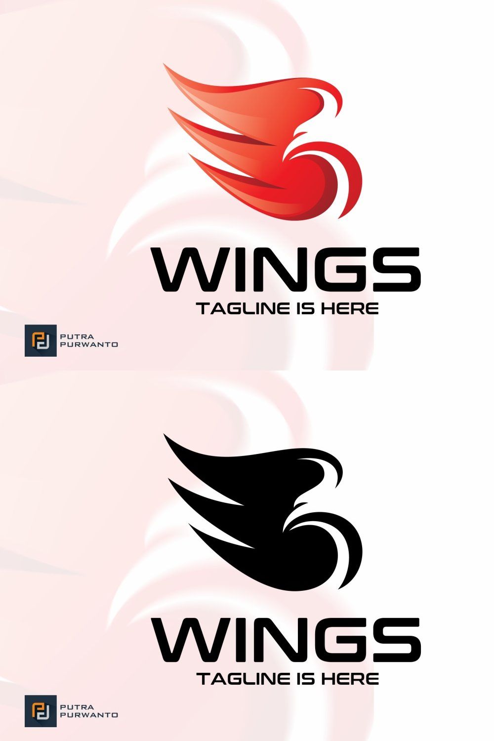 Wings / Bird - Logo Template pinterest preview image.