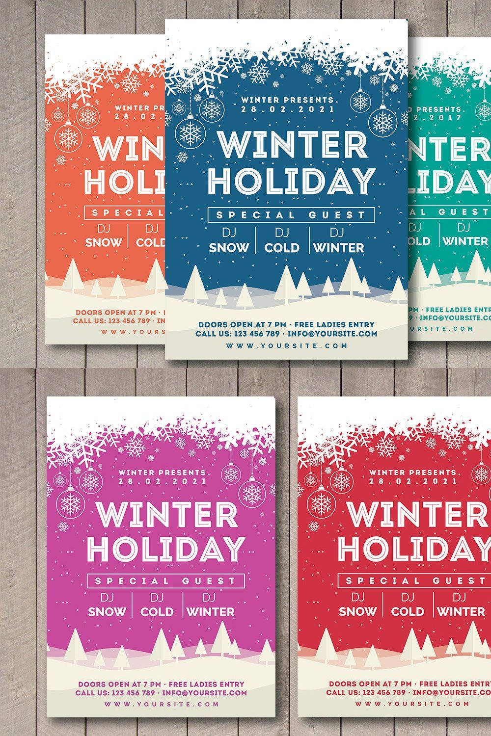 Winter Holiday Flyer pinterest preview image.