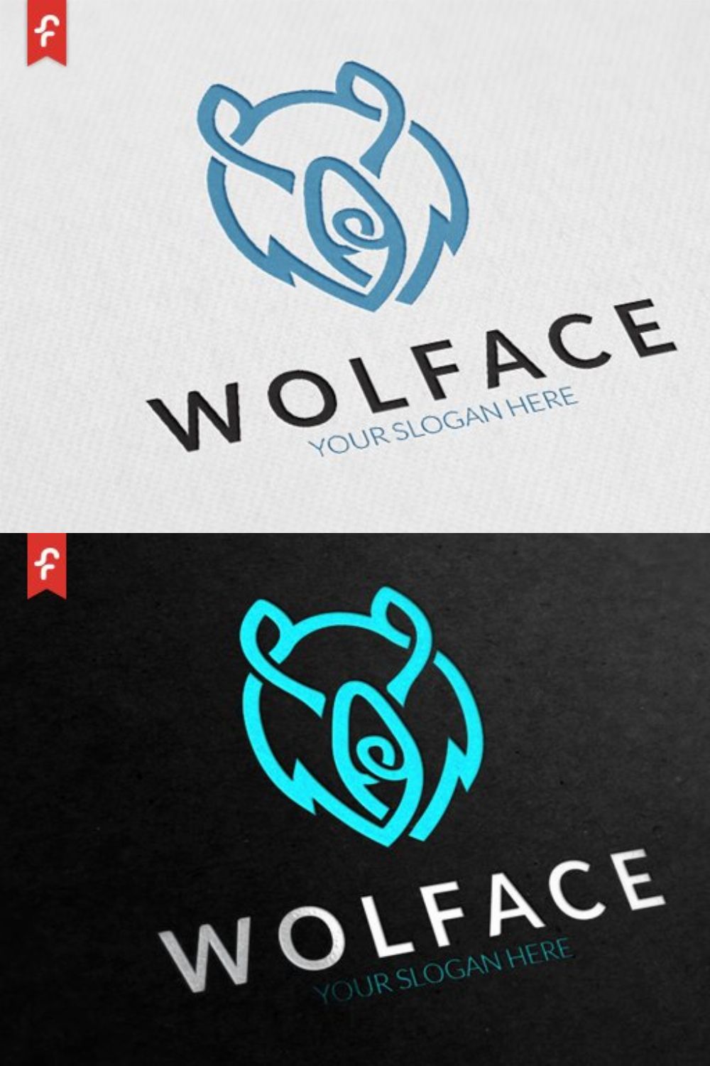 Wolf Face Logo pinterest preview image.