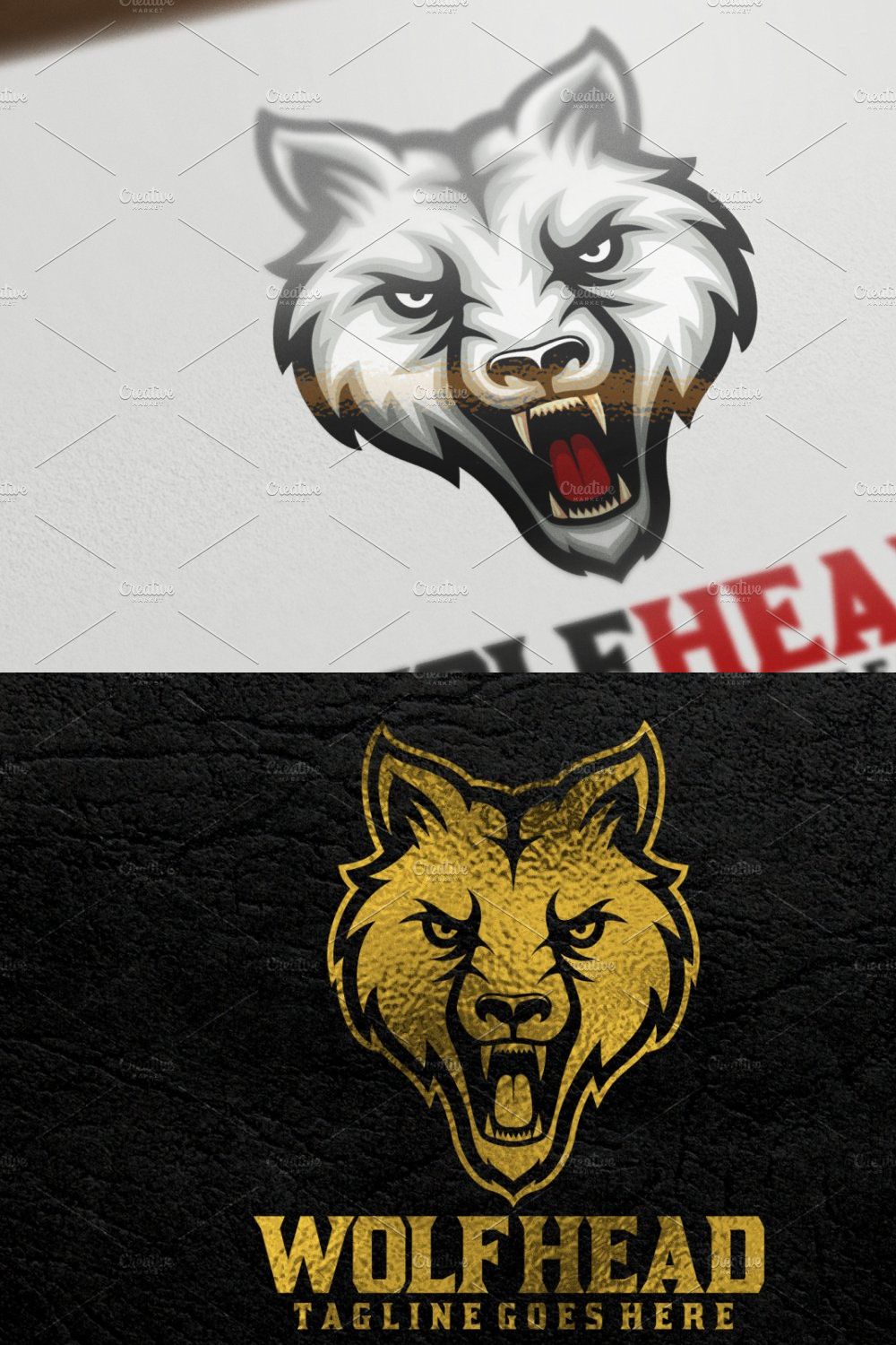 Wolf Head Logo pinterest preview image.