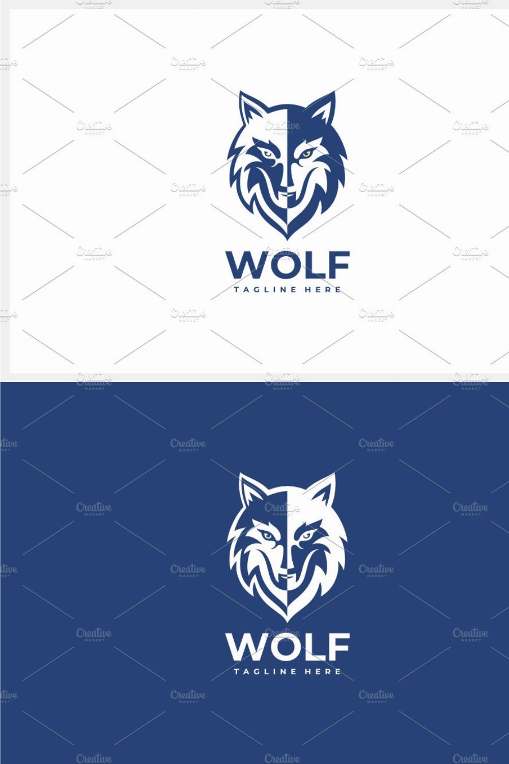 Wolf Head Logo Template pinterest preview image.