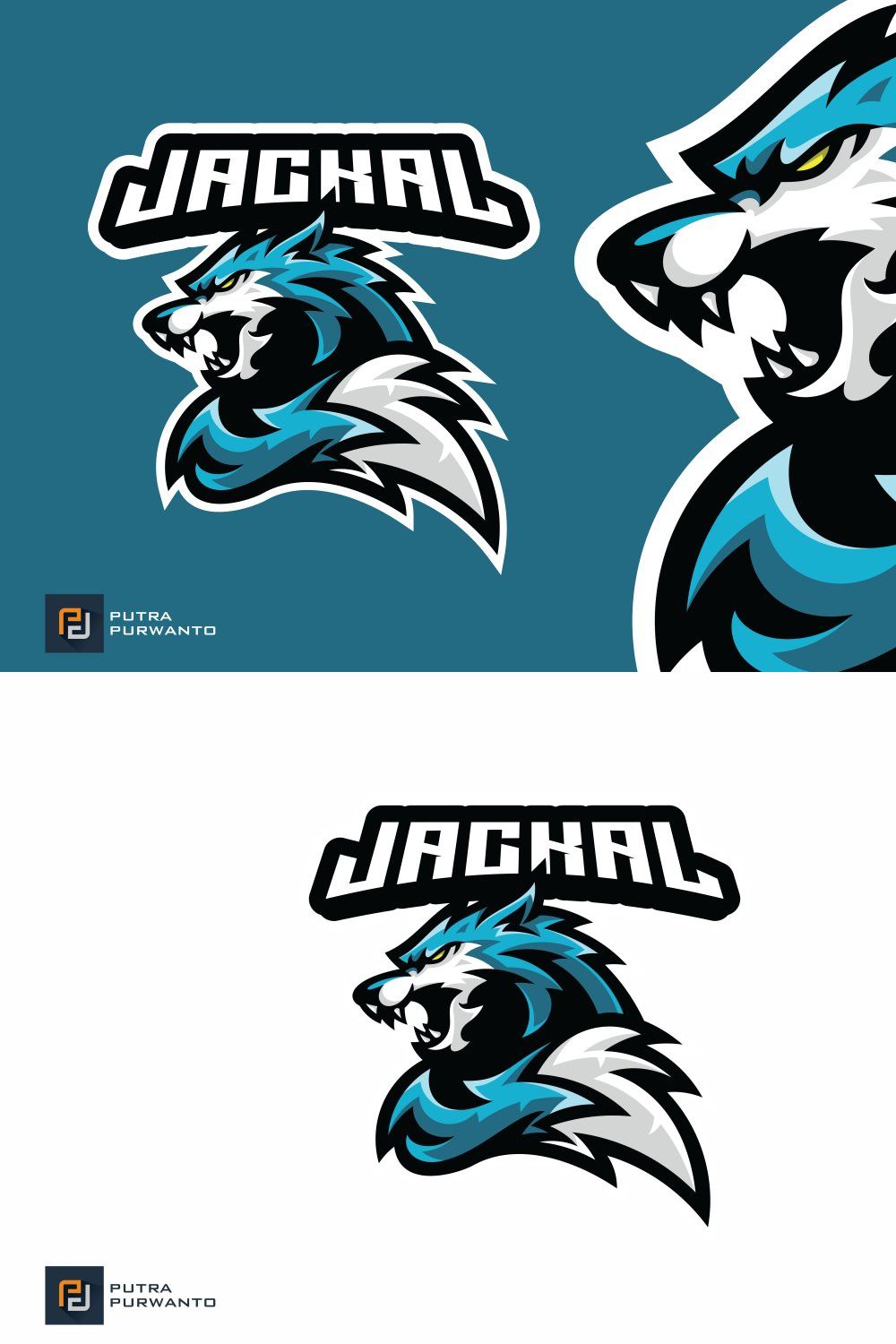 Wolf Head Tail Esport Logo pinterest preview image.
