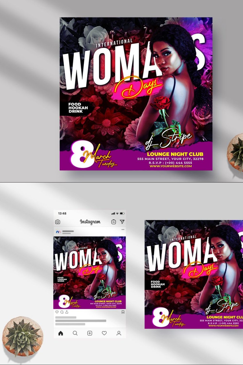 Woman Days Instagram Banner PSD pinterest preview image.