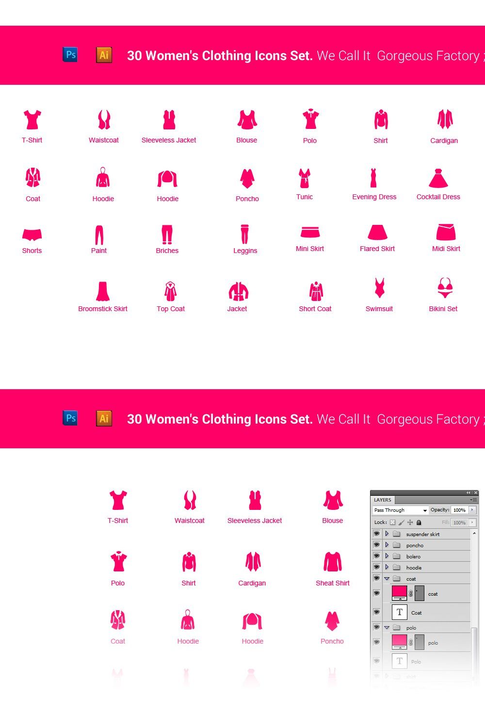 Women's Clothing Icons pinterest preview image.