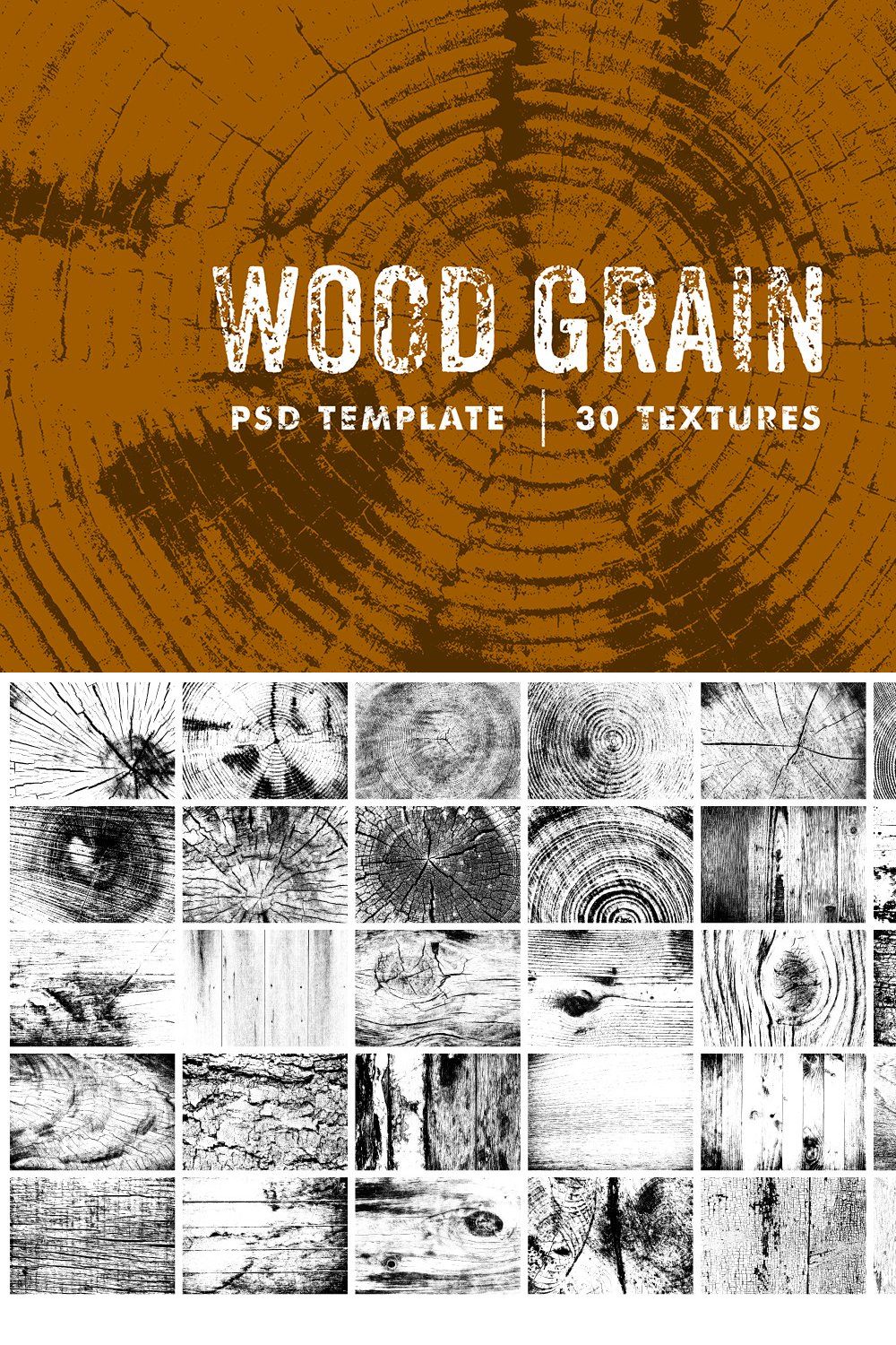 Wood Grain Photoshop Template pinterest preview image.