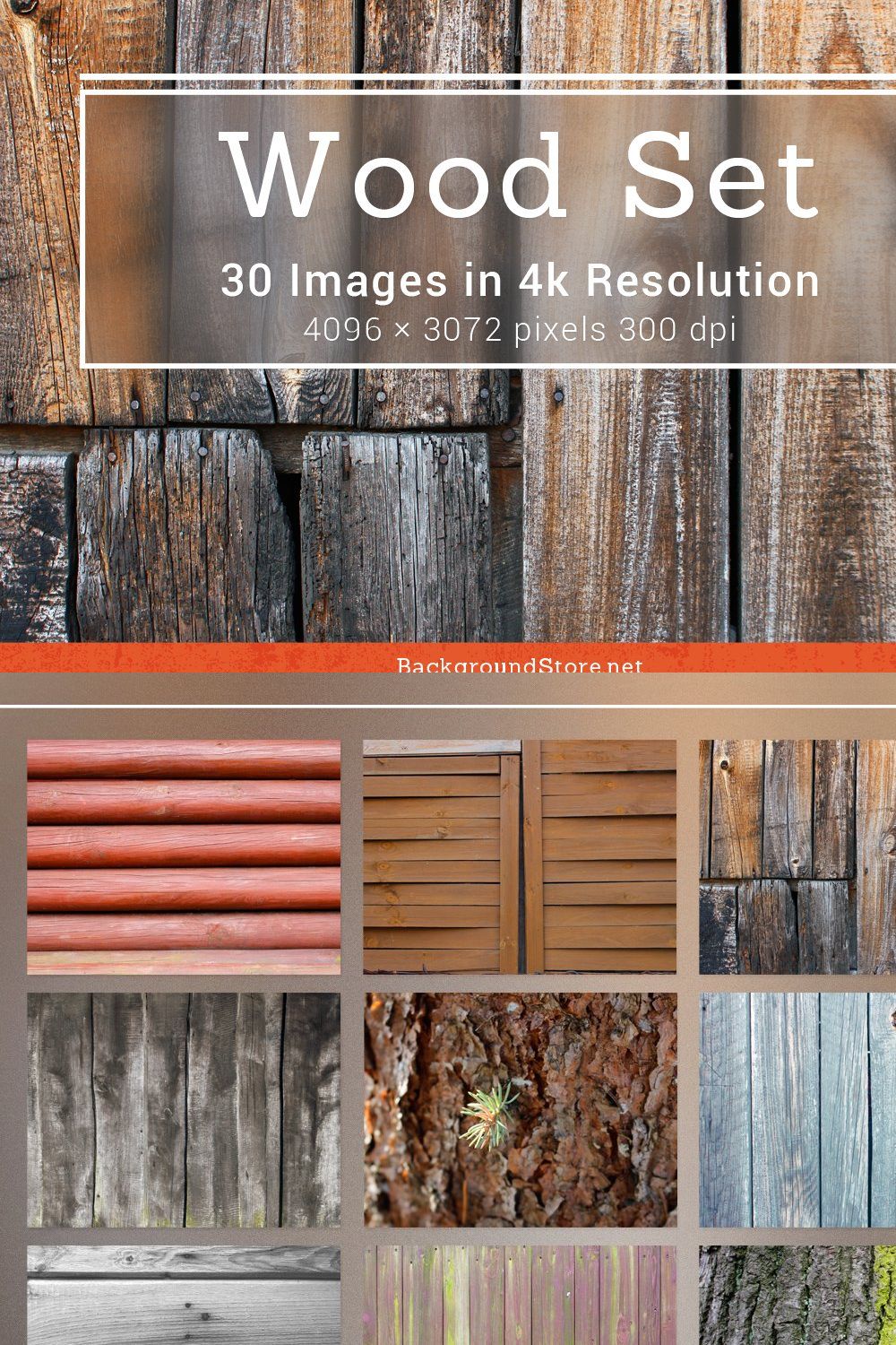 Wood Textures Set pinterest preview image.