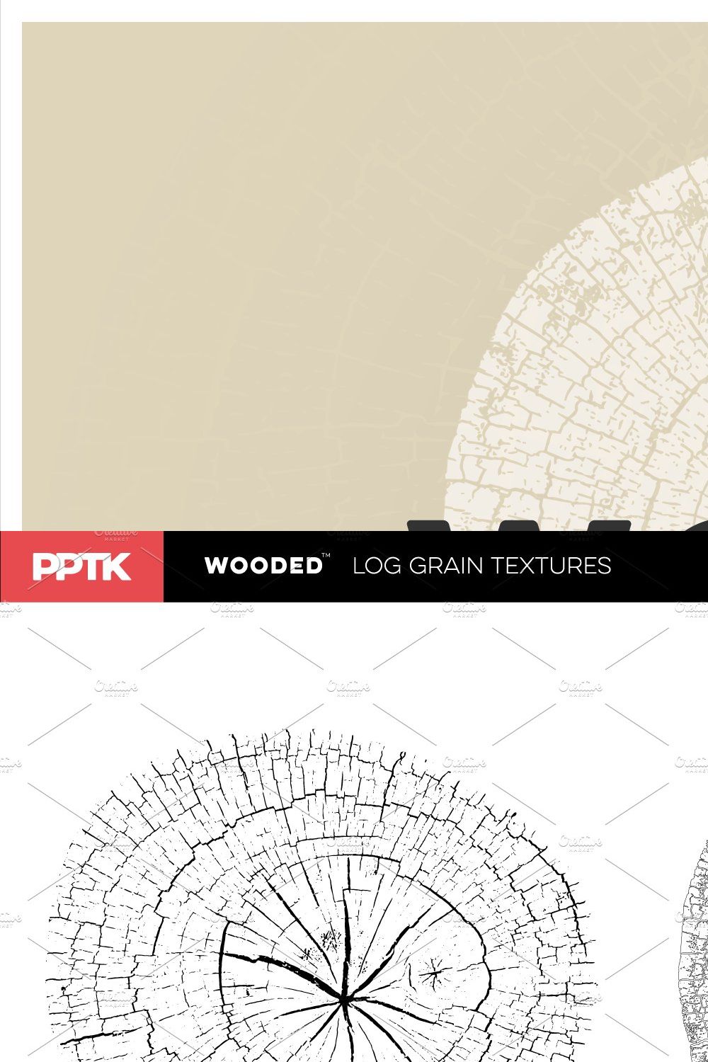 WOODED - Wood Log Grain Texture Pack pinterest preview image.