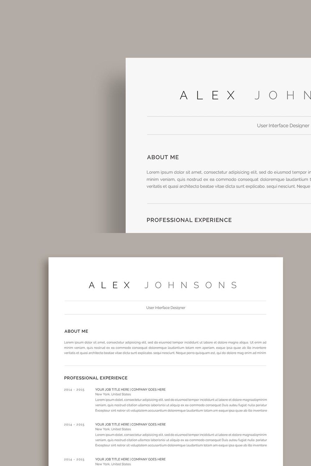 Word Resume pinterest preview image.
