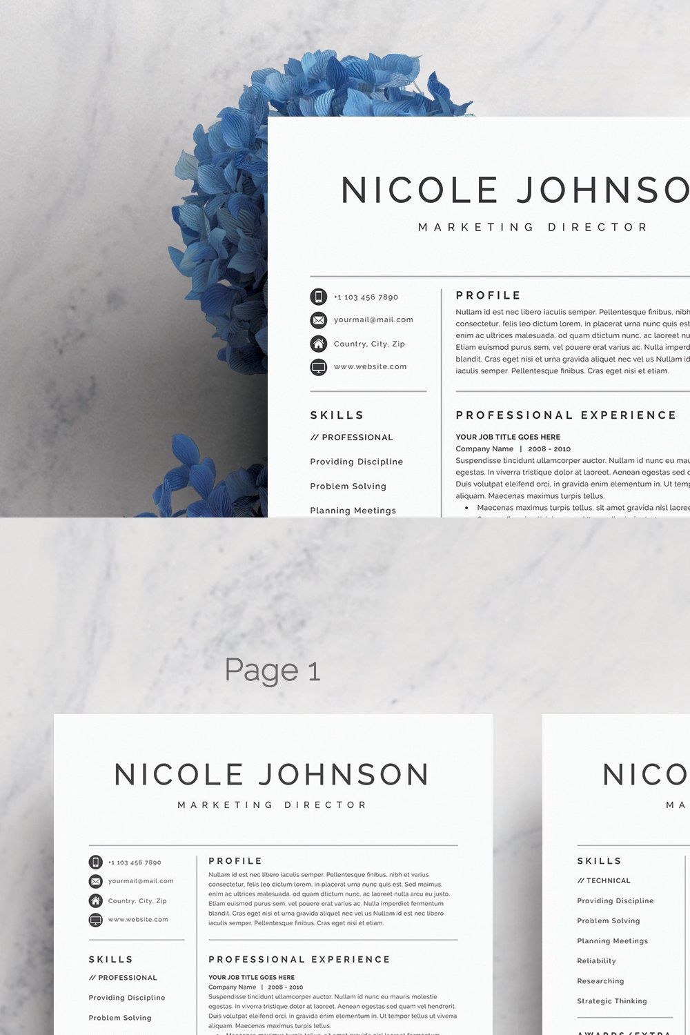 Word Resume & Cover Letter Template pinterest preview image.