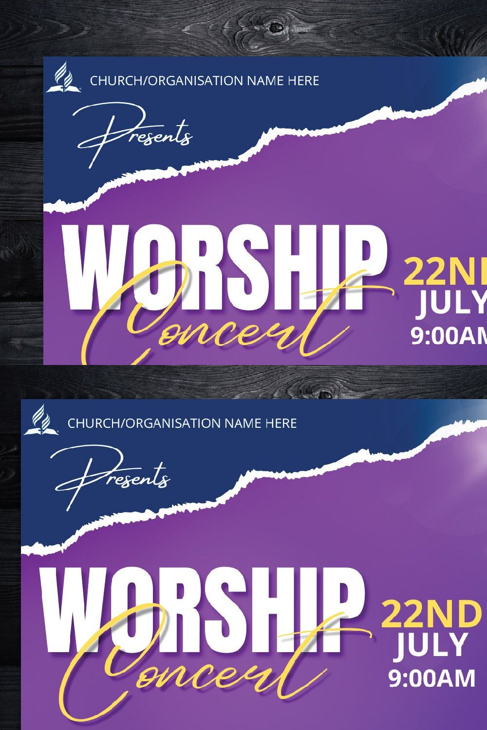Worship Concert Canva Template pinterest preview image.