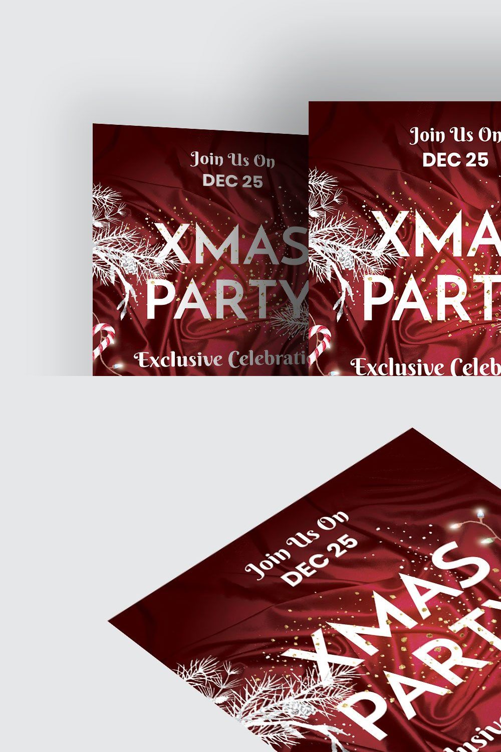 Xmas Party Flyer Template pinterest preview image.