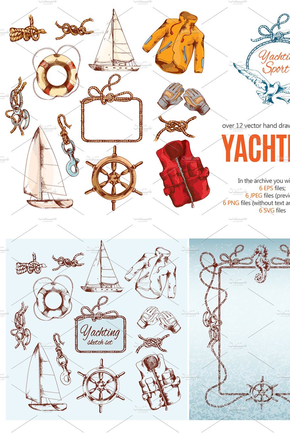 Yachting Sketch Set pinterest preview image.