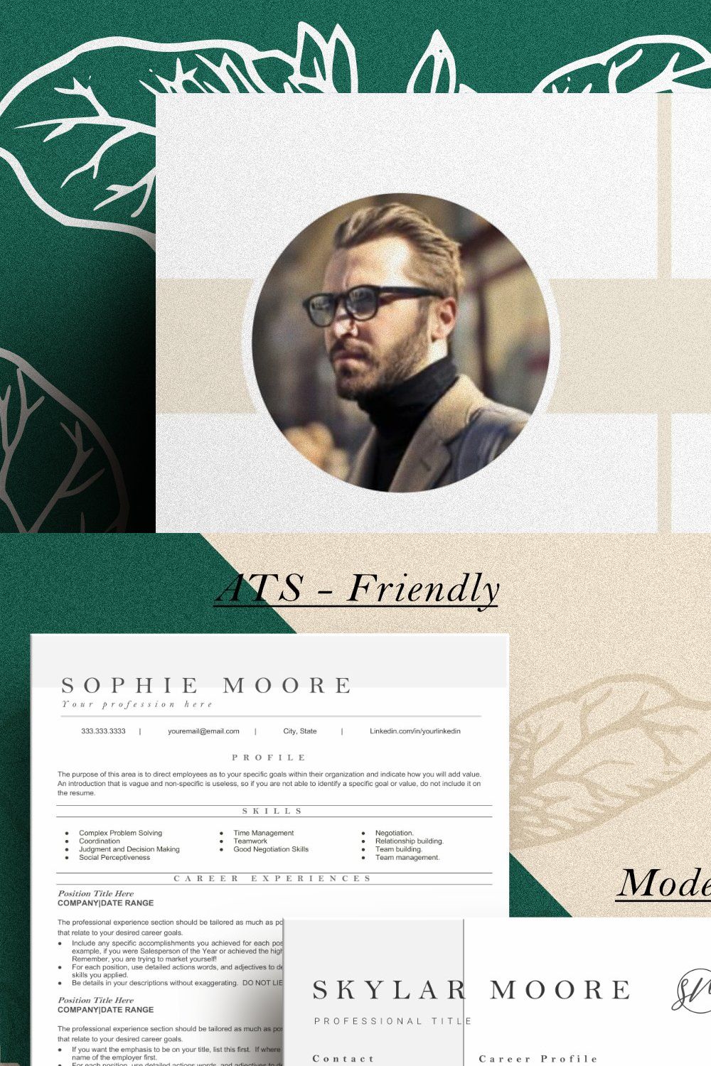Zachary- Modern Resume / CV Template pinterest preview image.