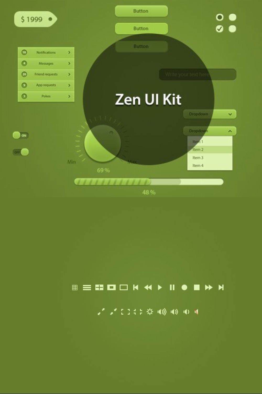 Zen UI Kit pinterest preview image.