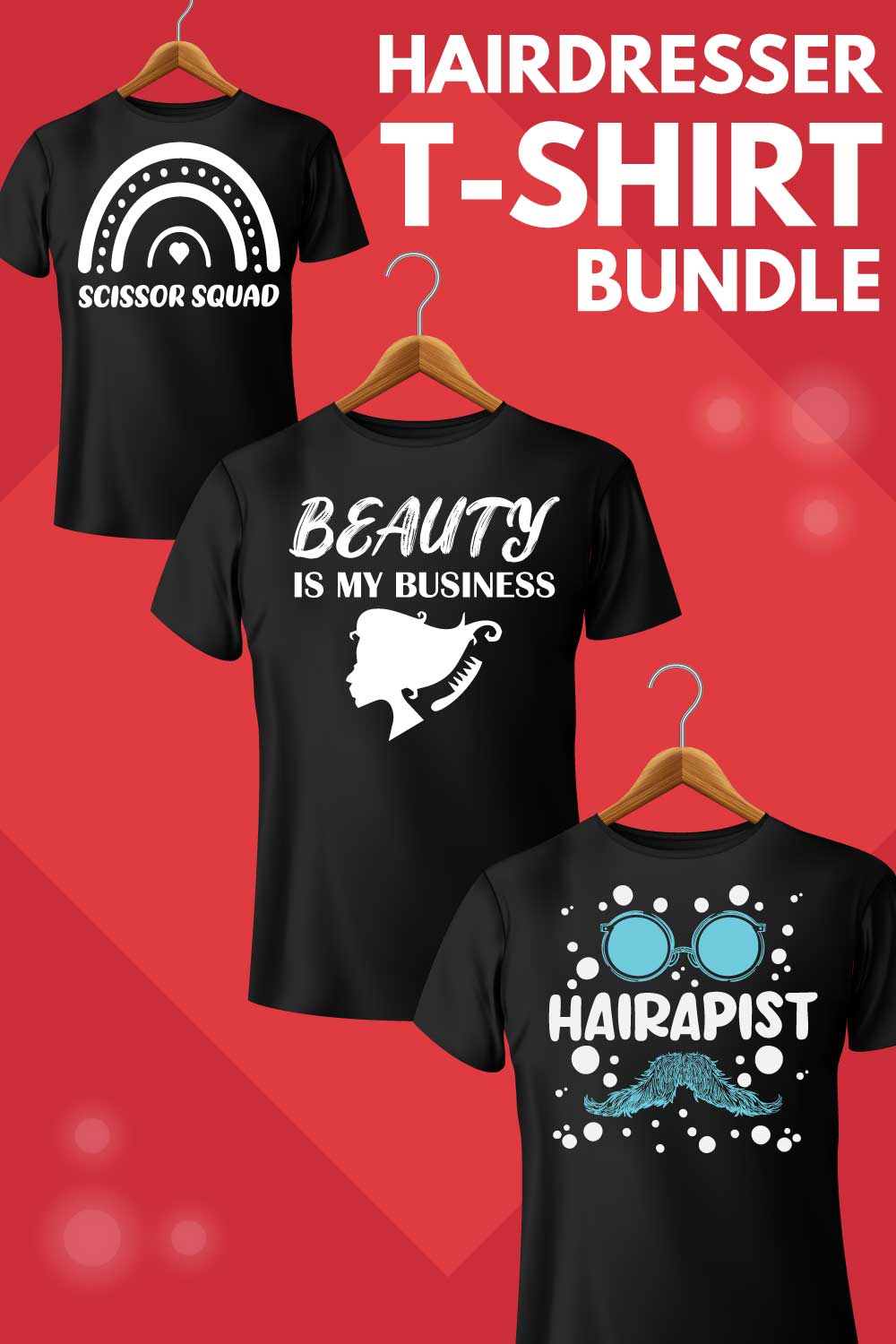 5 Hairdresser t-shirt designs bundle pinterest preview image.