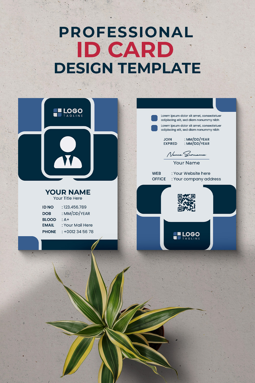 Professional Creative Modern Unique Id Card Design Template pinterest preview image.