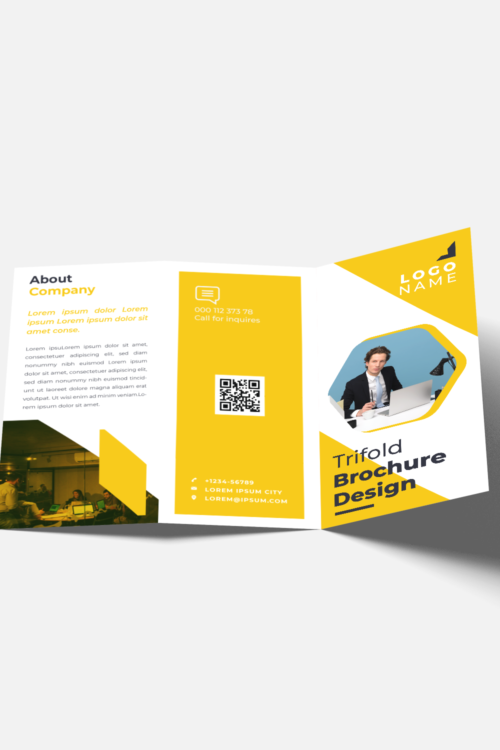 Corporate Trifold Brochure Template pinterest preview image.