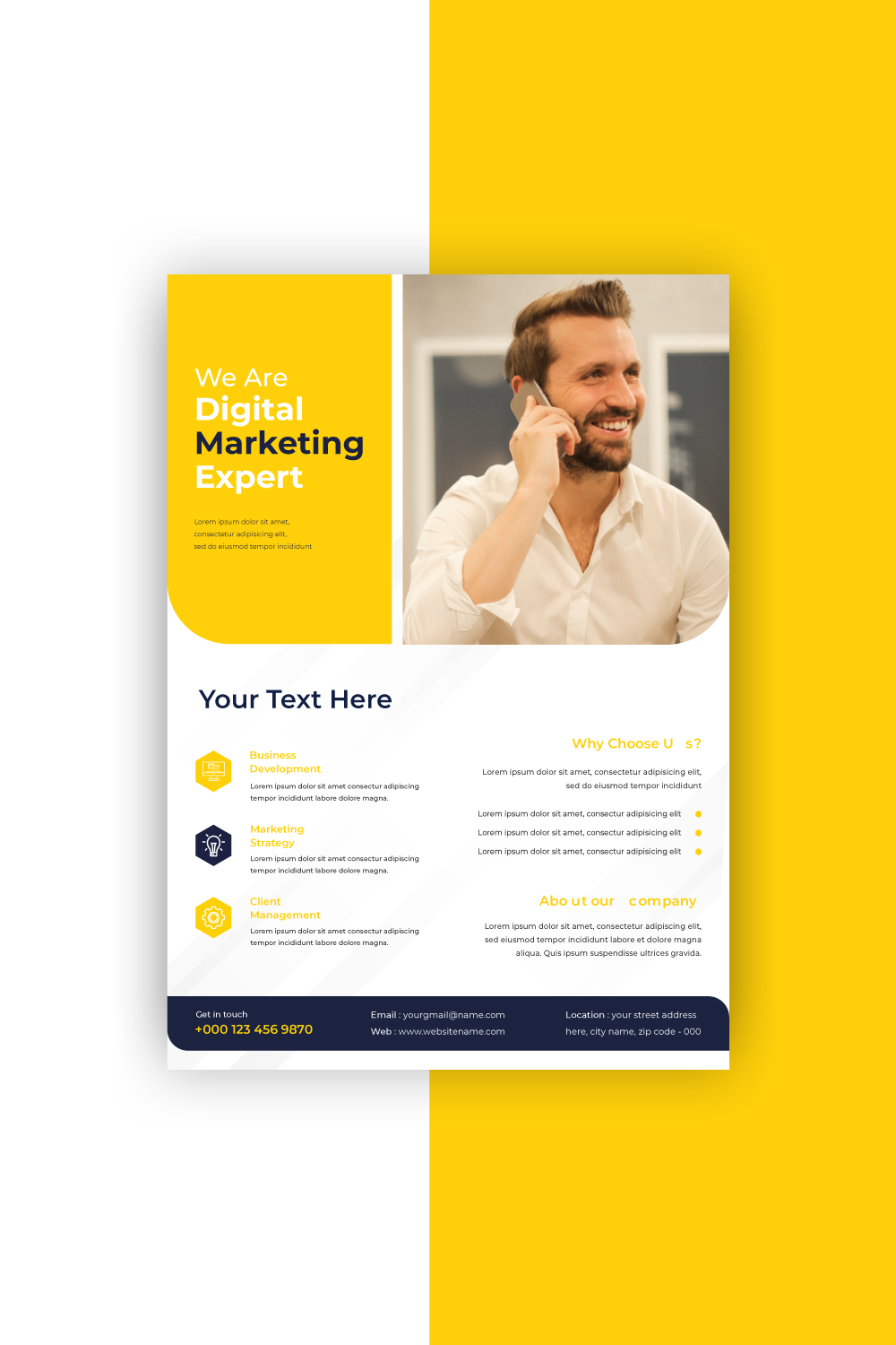 Digital marketing agency modern business flyer design vector template pinterest preview image.