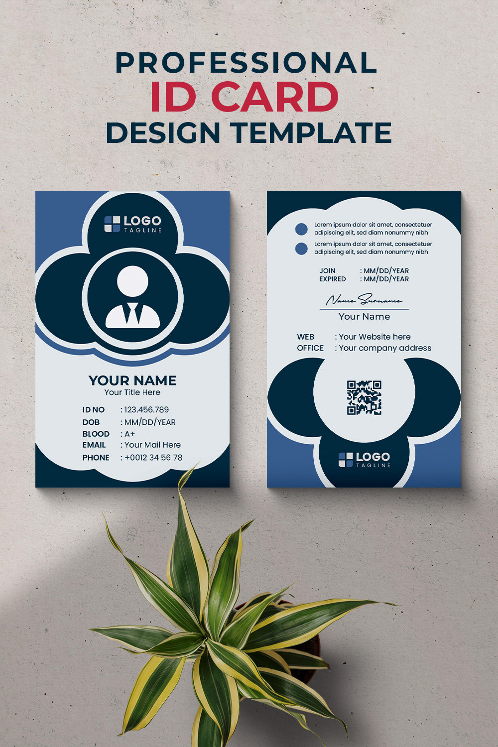 Professional Creative Modern Unique Id Card Design Template pinterest preview image.