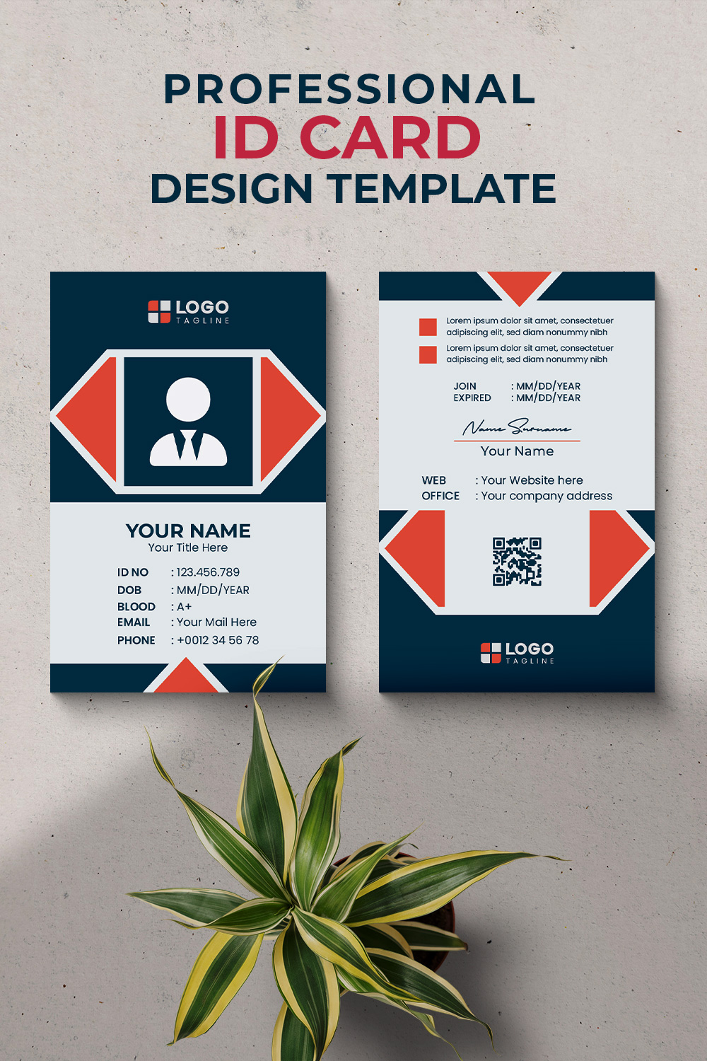 Professional Creative Modern Unique Id Card Design Template pinterest preview image.