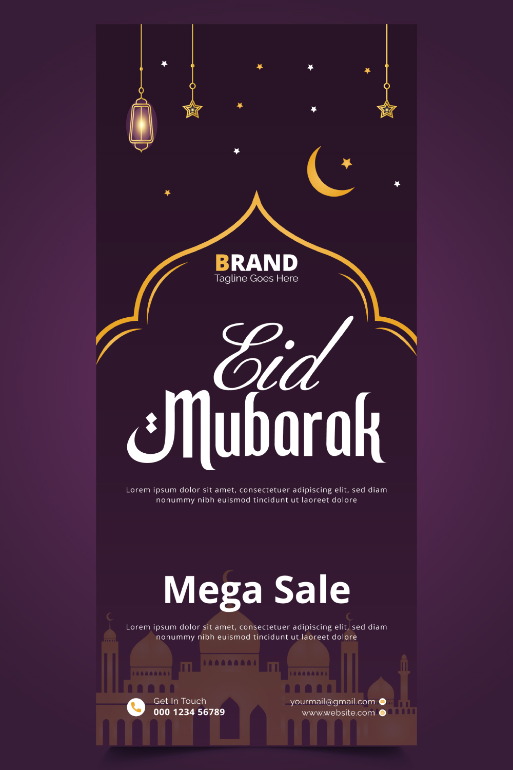 Eid Mubarak Rollup Banner Bundle pinterest preview image.