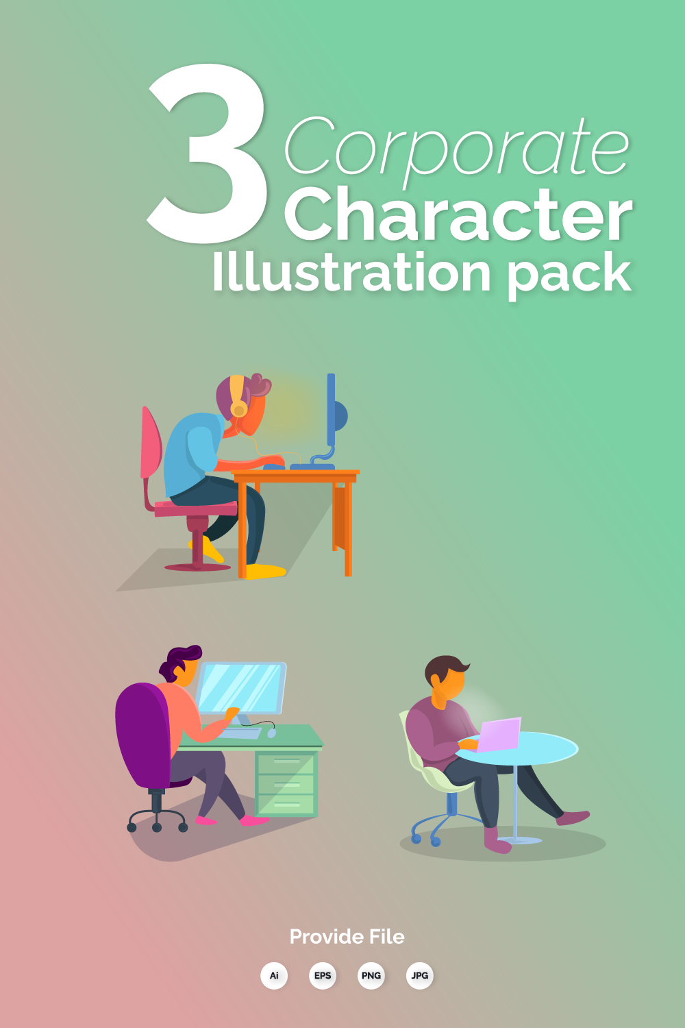 Corporate Character Illustration pack pinterest preview image.