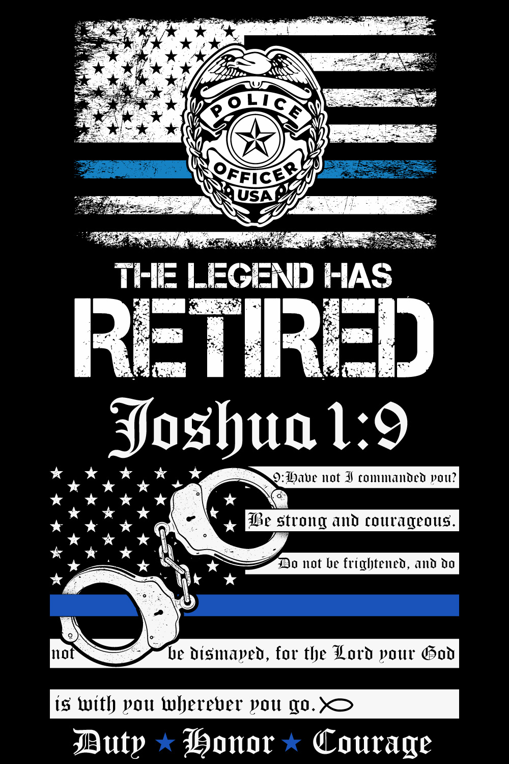 22 American Police Officer T-shirt Designs Bundle pinterest preview image.