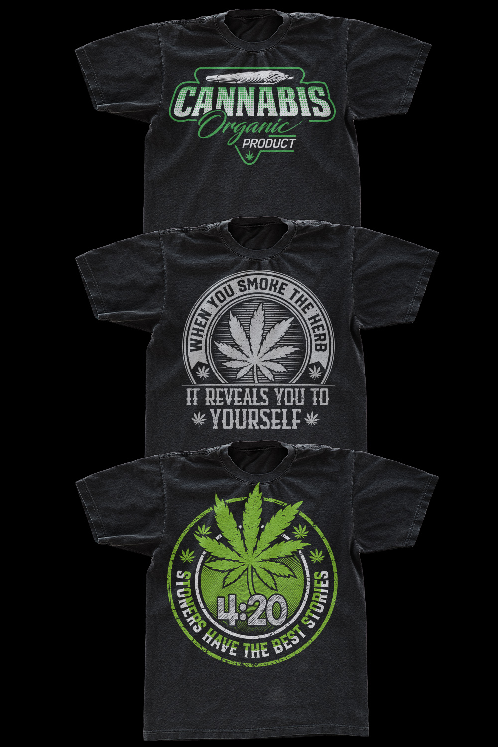 Cannabis T-shirt Design Bundle pinterest preview image.