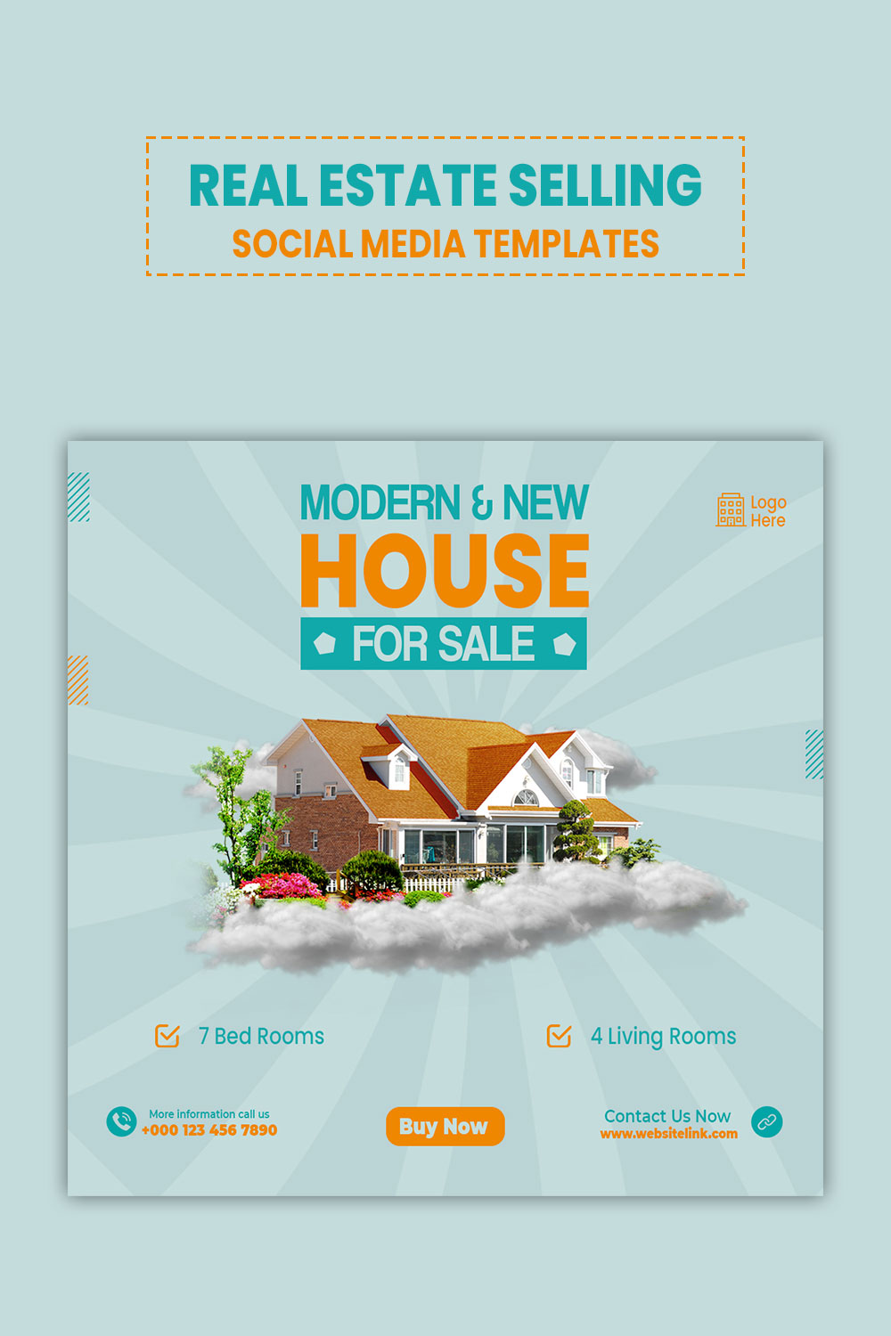 PSD real estate house property selling instagram post or square web banner template pinterest preview image.