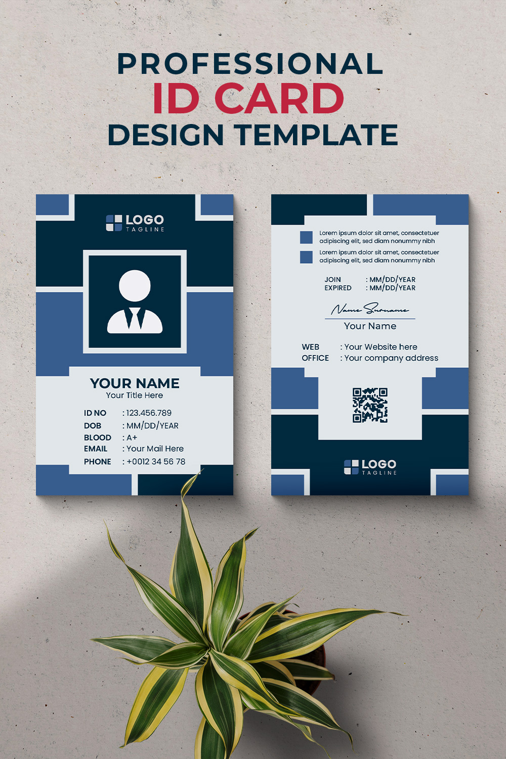 Professional Creative Modern Unique Id Card Design Template pinterest preview image.