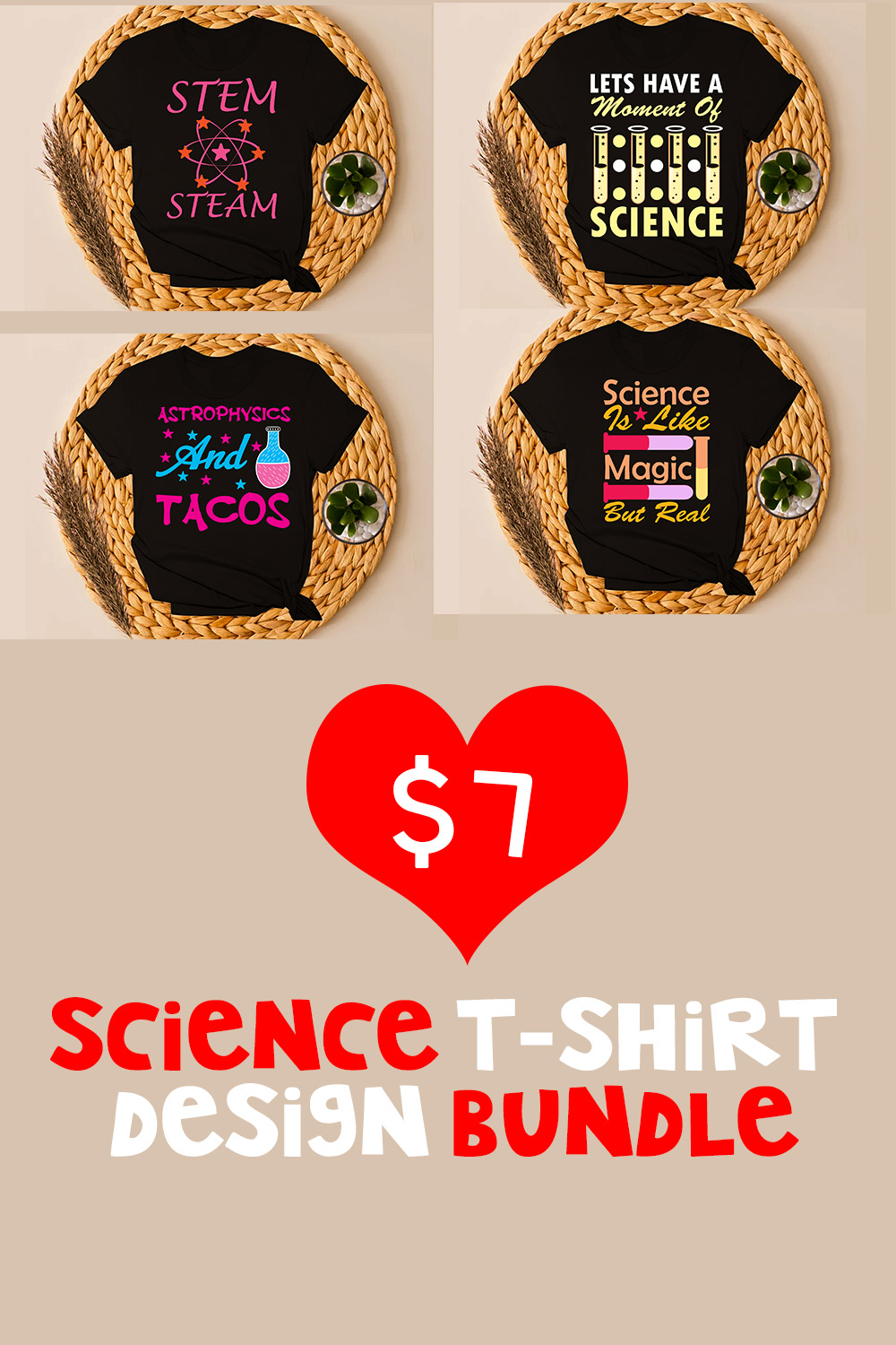 Science T-shirt Design Bundle | 23 Design pinterest preview image.