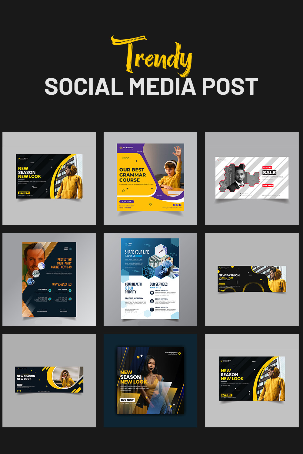8+Beautiful flyer or social media posts templates- only $4 pinterest preview image.