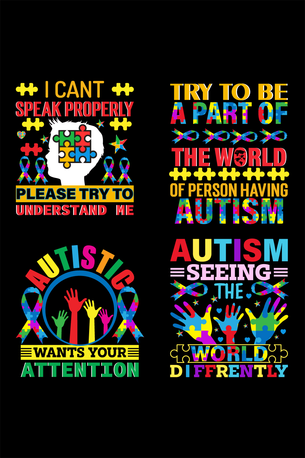 Autism t-shirt design pinterest preview image.