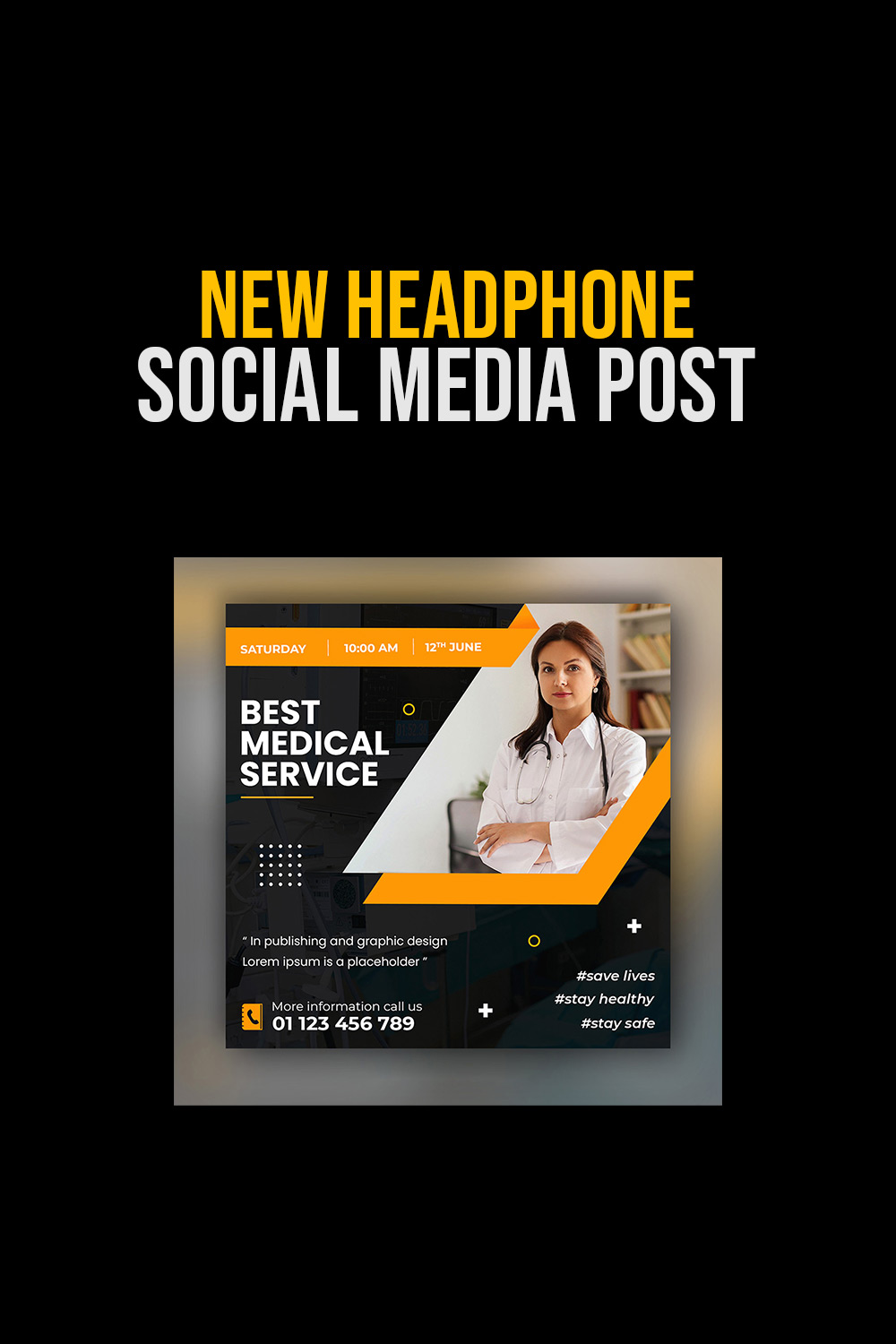 Medical health care flyer social media and web banner post template Only-$4 pinterest preview image.