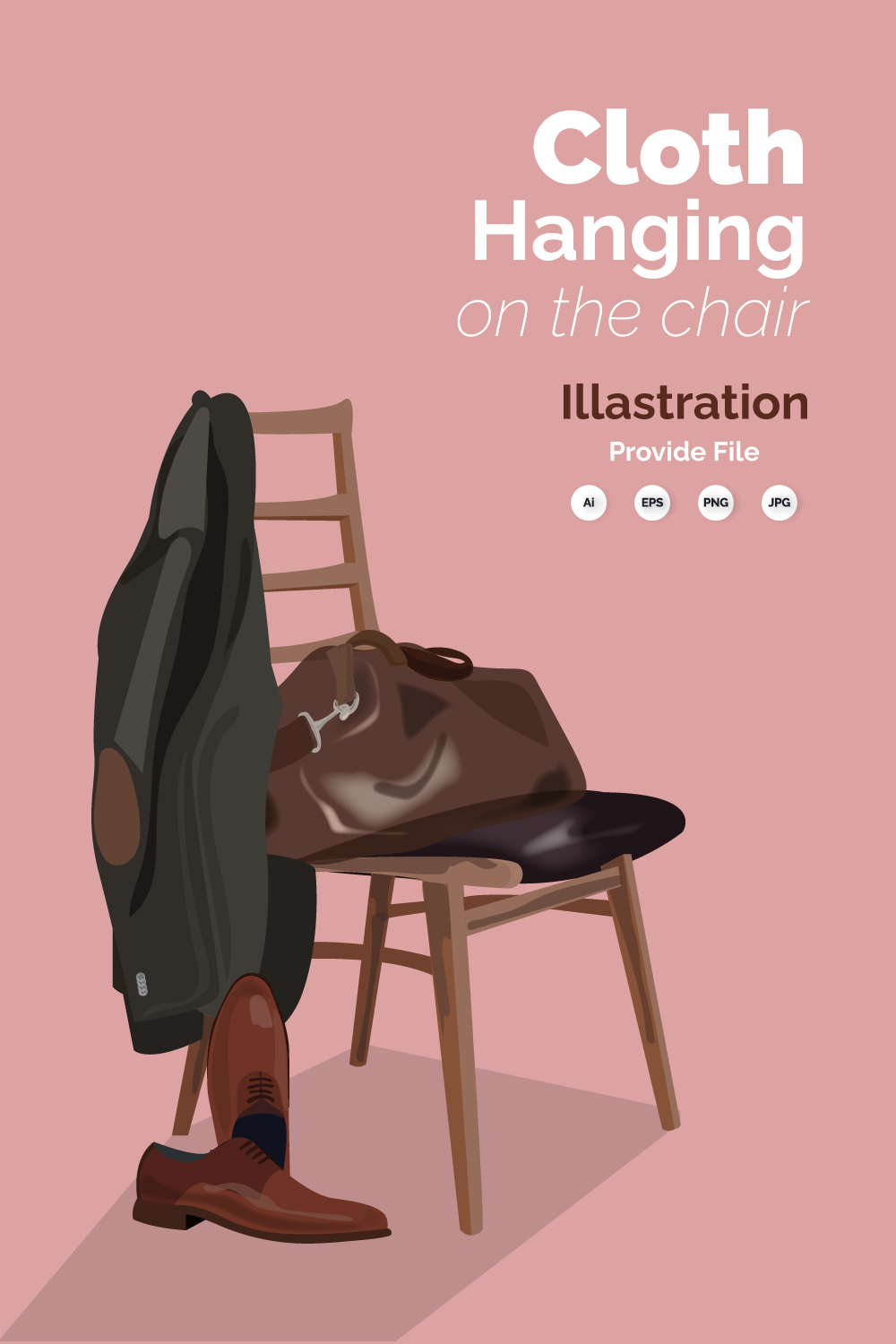 Cloth Hanging on the chair illustration pinterest preview image.