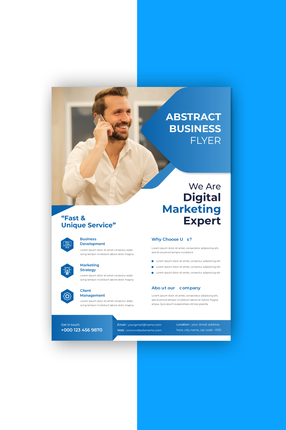 Digital marketing agency modern business flyer design vector template pinterest preview image.