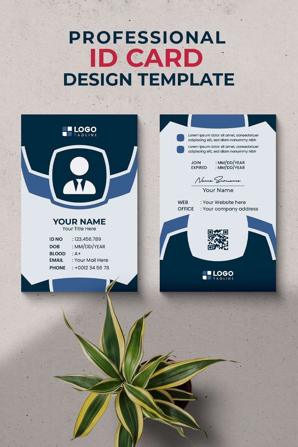 Professional Creative Modern Unique Id Card Design Template pinterest preview image.