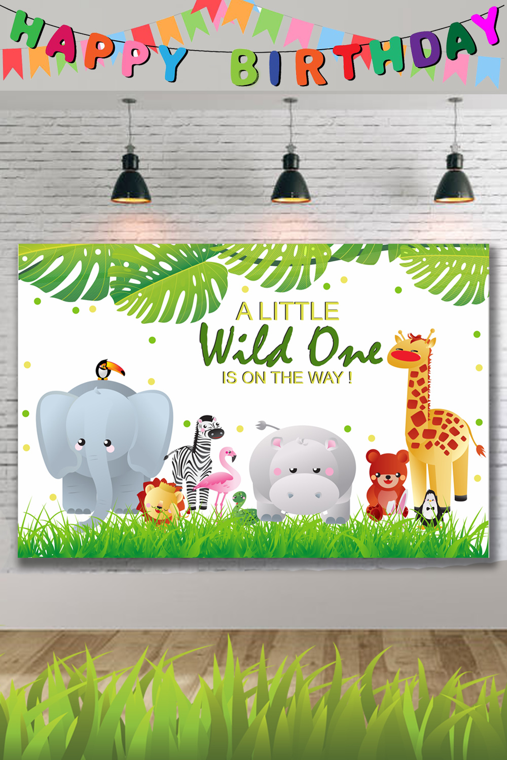 “A Little Wild One Is On The Way ! For Birthday Baby Banner – Perfect Jungle Themed Decor For Baby Showers And First Birthday Parties” pinterest preview image.