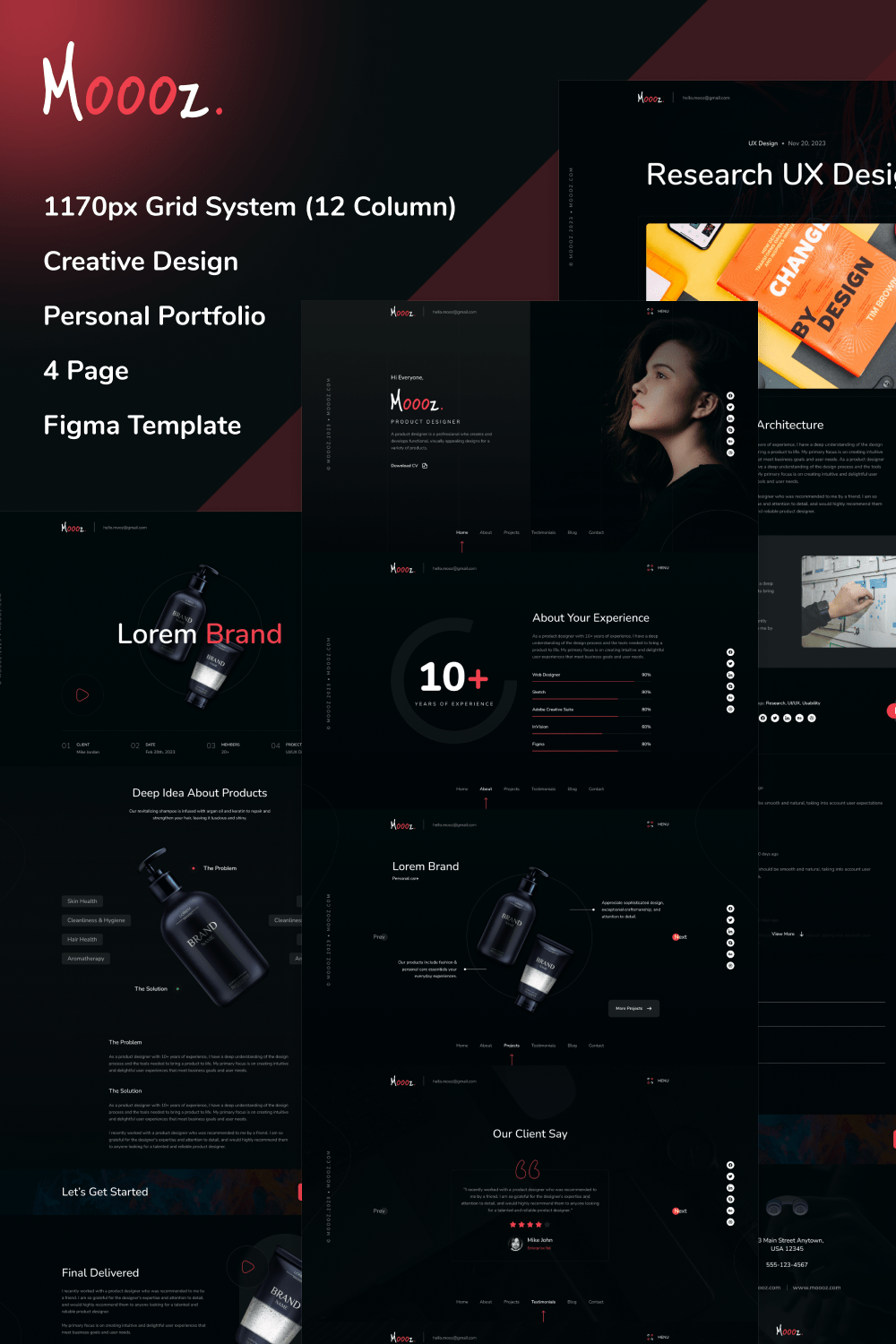 Moooz - Personal CV/Resume Figma Template pinterest preview image.