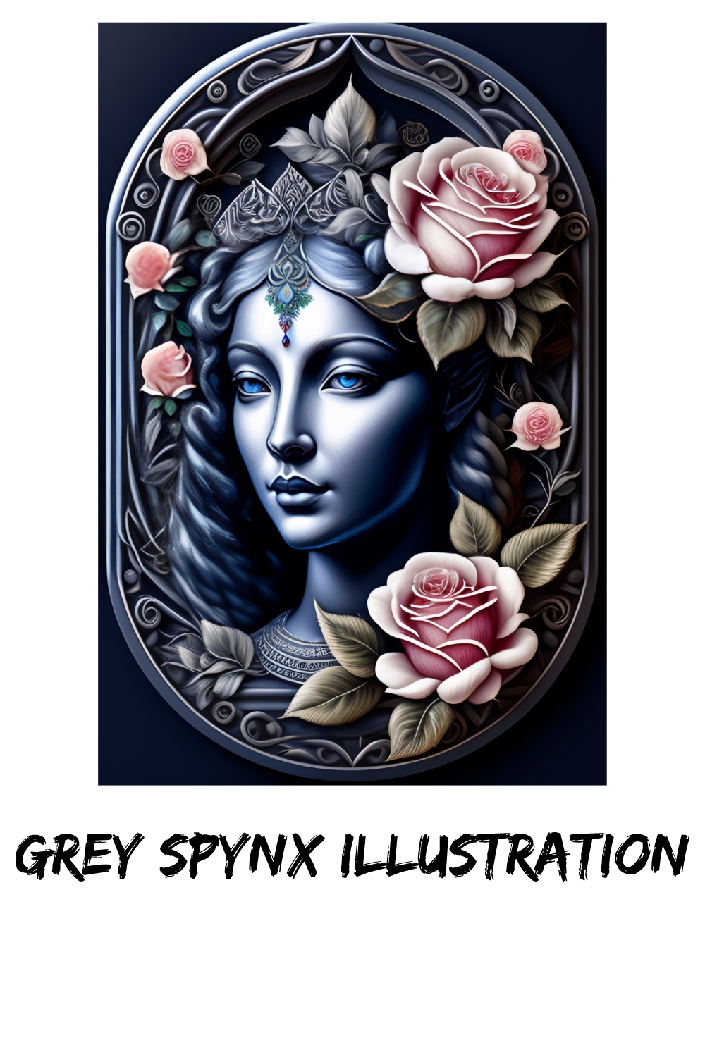 Grey Sphynx Illustration pinterest preview image.
