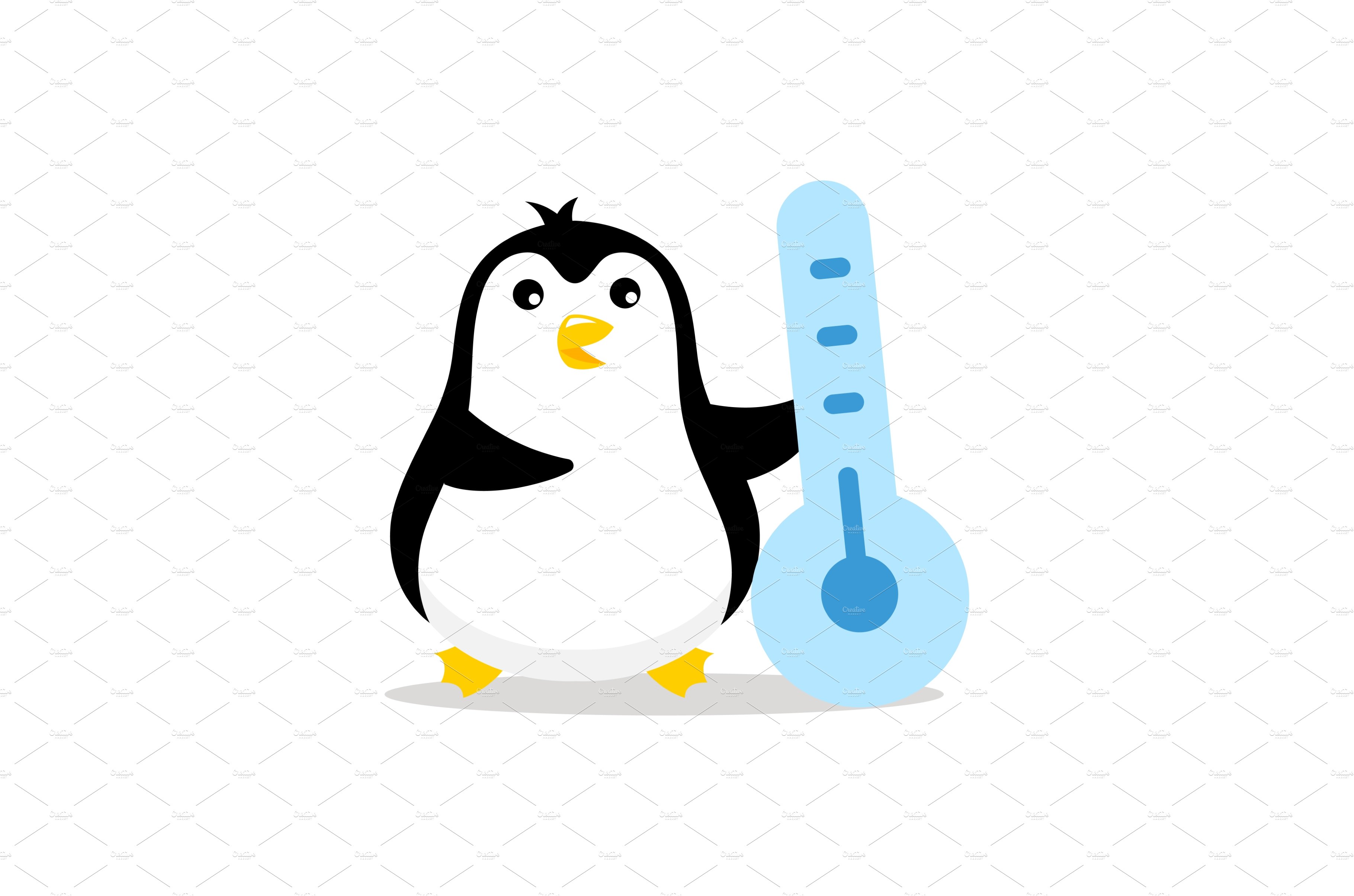 Pinguin with a thermometer. Low cover image.