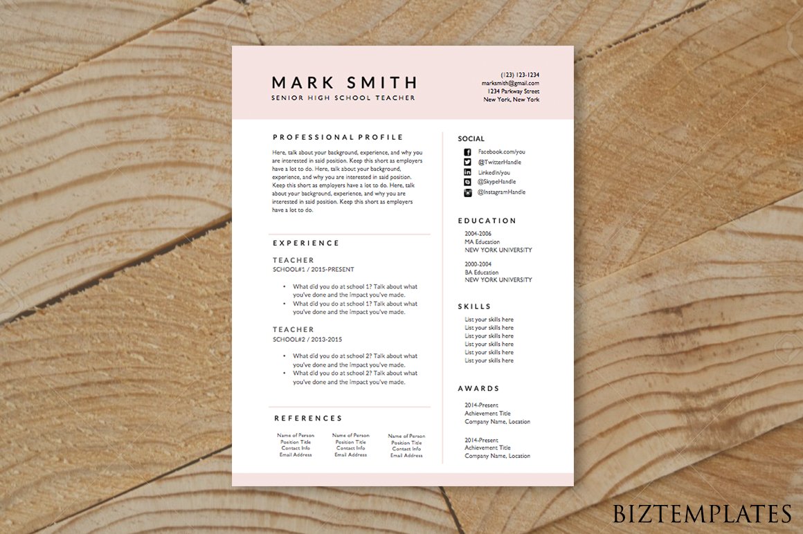 Teacher Resume Template - MS Word cover image.