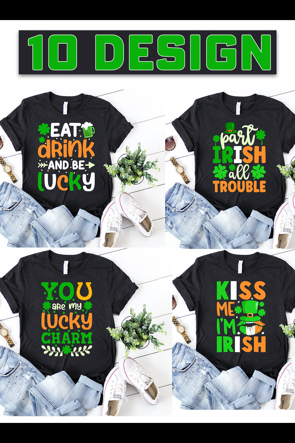 ST Patrick Day T-Shirt Design Bundle pinterest preview image.