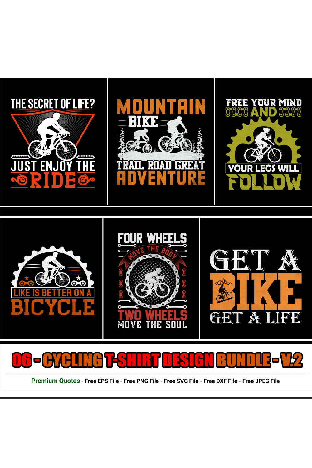 Cycling t-shirt design bundle pinterest preview image.