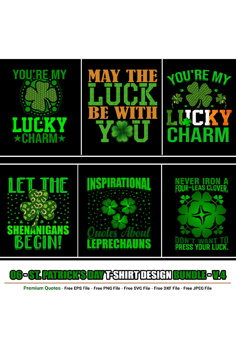 St Patrick’s Day T-shirt Design Bundle pinterest preview image.