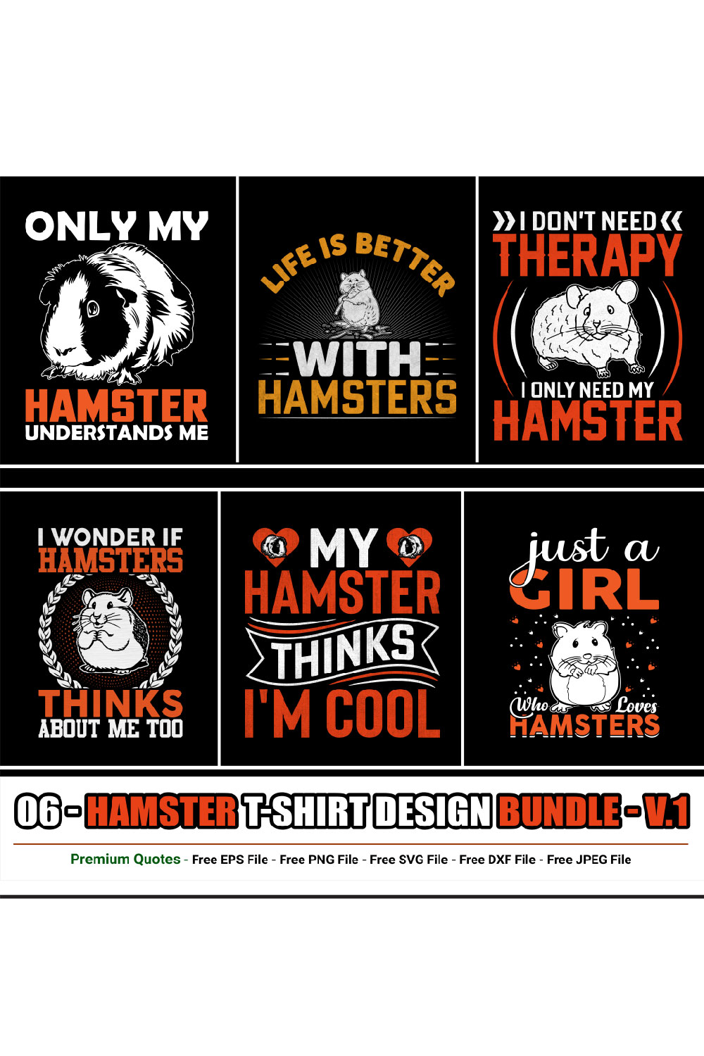 Hamster t-shirt design bundle pinterest preview image.