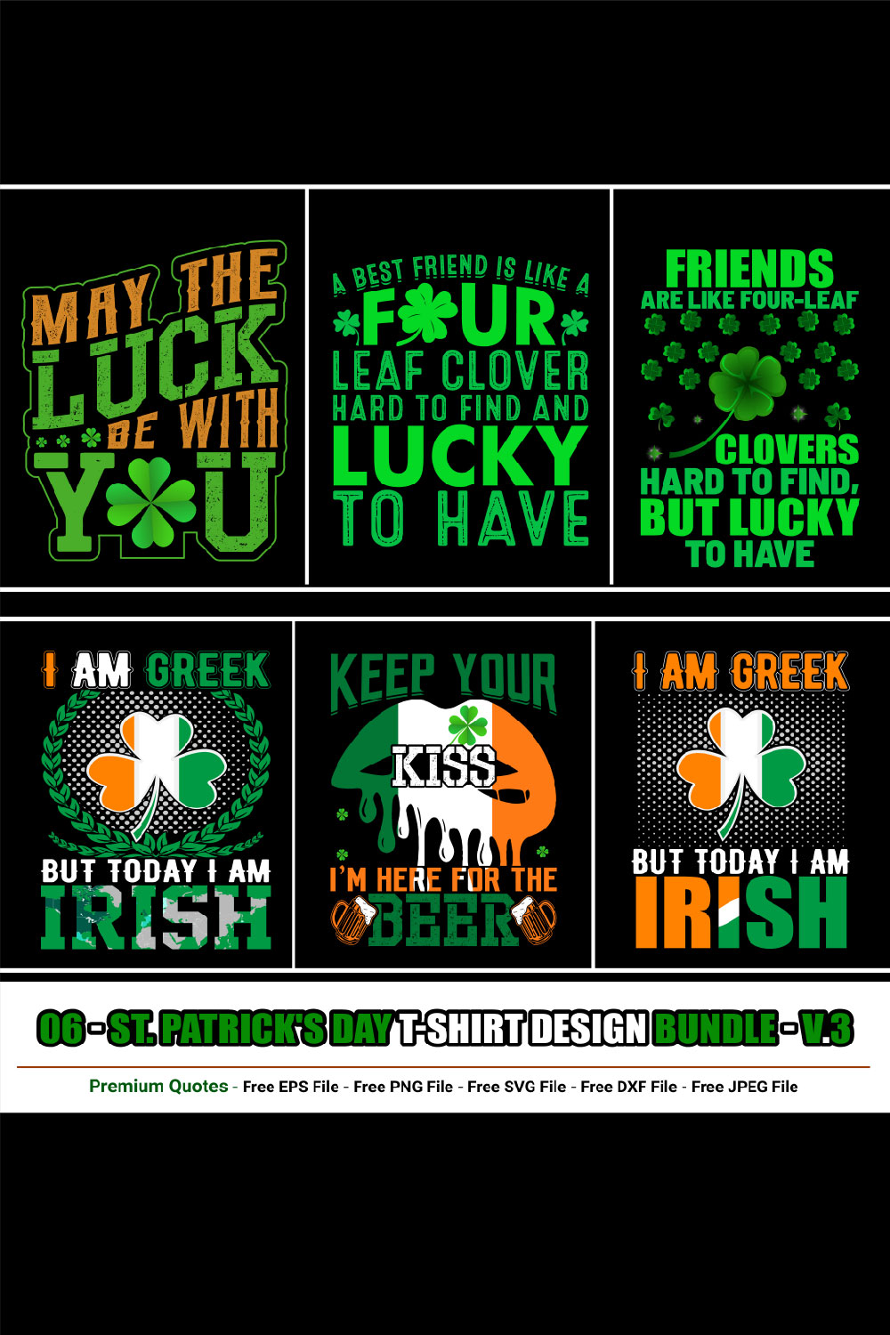 St Patrick’s Day T-shirt Design Bundle pinterest preview image.